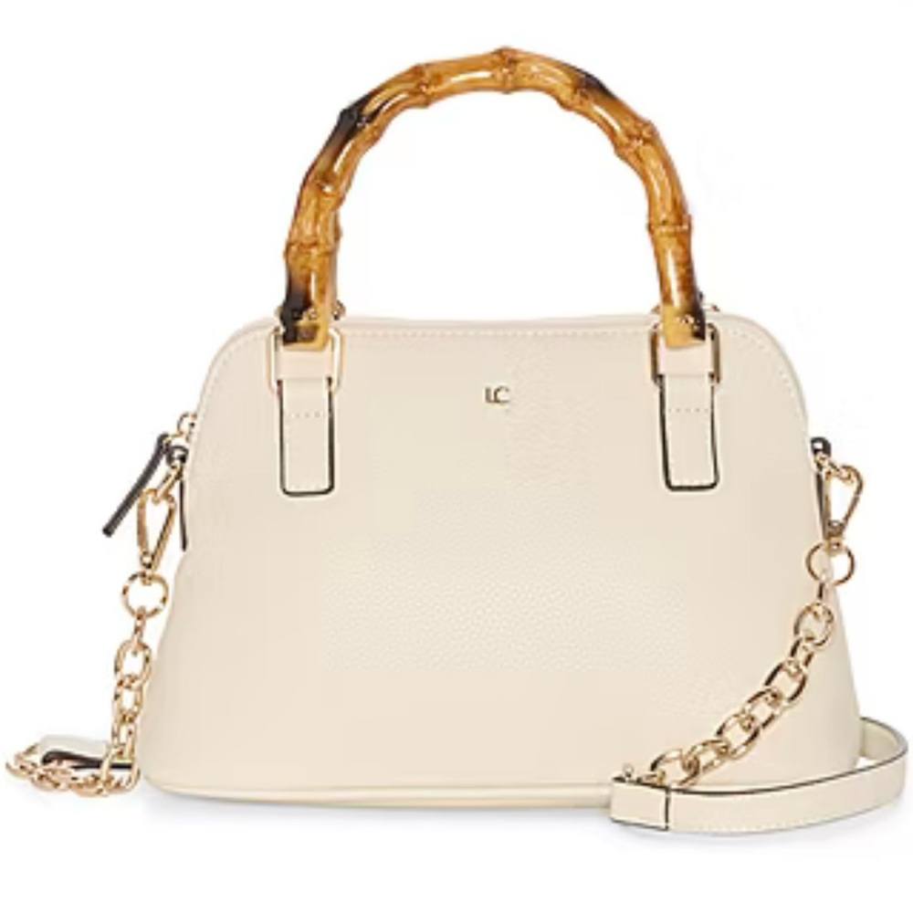 Liz Claiborne Cream Satchel with Bamboo Handle